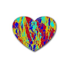 Multicolored Vibran Abstract Textre Print Heart Coaster (4 pack) 