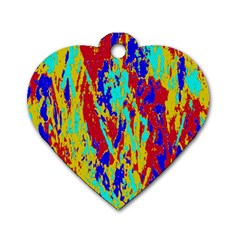 Multicolored Vibran Abstract Textre Print Dog Tag Heart (two Sides)