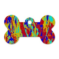 Multicolored Vibran Abstract Textre Print Dog Tag Bone (One Side)