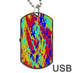 Multicolored Vibran Abstract Textre Print Dog Tag Usb Flash (two Sides) by dflcprintsclothing