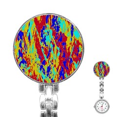 Multicolored Vibran Abstract Textre Print Stainless Steel Nurses Watch