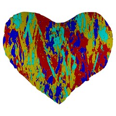 Multicolored Vibran Abstract Textre Print Large 19  Premium Flano Heart Shape Cushions