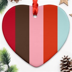 Stripey 19 Heart Ornament (two Sides)