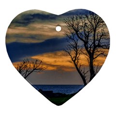 Sunset Scene At Waterfront Boardwalk, Montevideo Uruguay Ornament (heart) by dflcprints