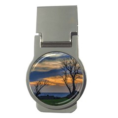 Sunset Scene At Waterfront Boardwalk, Montevideo Uruguay Money Clips (round)  by dflcprints