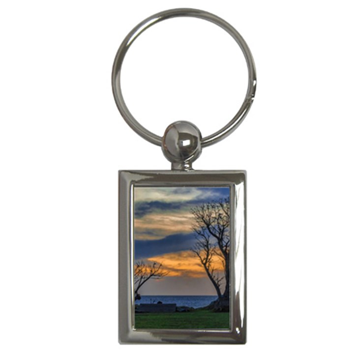 Sunset Scene At Waterfront Boardwalk, Montevideo Uruguay Key Chain (Rectangle)