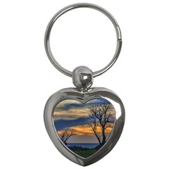 Sunset Scene At Waterfront Boardwalk, Montevideo Uruguay Key Chain (heart) by dflcprints