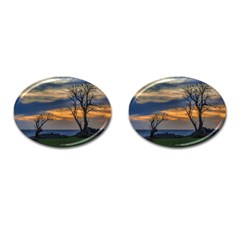 Sunset Scene At Waterfront Boardwalk, Montevideo Uruguay Cufflinks (oval) by dflcprints