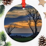 Sunset Scene At Waterfront Boardwalk, Montevideo Uruguay Round Ornament (Two Sides) Front