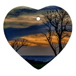 Sunset Scene At Waterfront Boardwalk, Montevideo Uruguay Heart Ornament (Two Sides) Back