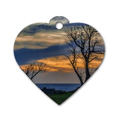 Sunset Scene At Waterfront Boardwalk, Montevideo Uruguay Dog Tag Heart (one Side) by dflcprints