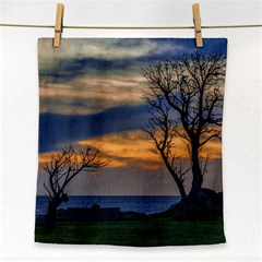 Sunset Scene At Waterfront Boardwalk, Montevideo Uruguay Face Towel by dflcprints