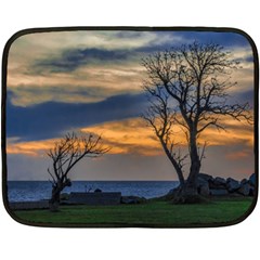 Sunset Scene At Waterfront Boardwalk, Montevideo Uruguay Fleece Blanket (mini) by dflcprints