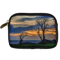 Sunset Scene At Waterfront Boardwalk, Montevideo Uruguay Digital Camera Leather Case by dflcprints