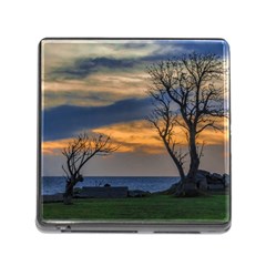 Sunset Scene At Waterfront Boardwalk, Montevideo Uruguay Memory Card Reader (square 5 Slot) by dflcprints