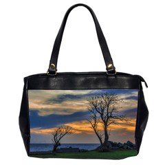 Sunset Scene At Waterfront Boardwalk, Montevideo Uruguay Oversize Office Handbag (2 Sides) by dflcprints