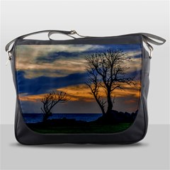 Sunset Scene At Waterfront Boardwalk, Montevideo Uruguay Messenger Bag by dflcprints