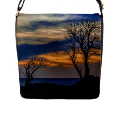 Sunset Scene At Waterfront Boardwalk, Montevideo Uruguay Flap Closure Messenger Bag (l) by dflcprints