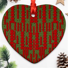 Bloom In Yule Season Colors Heart Ornament (two Sides) by pepitasart