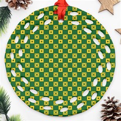 Df Green Domino Round Filigree Ornament (two Sides) by deformigo