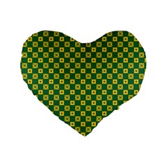 Df Green Domino Standard 16  Premium Flano Heart Shape Cushions by deformigo