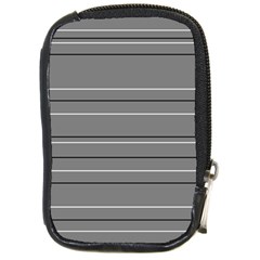 Black Grey White Stripes Compact Camera Leather Case