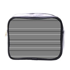 Black Grey White Stripes Mini Toiletries Bag (one Side)