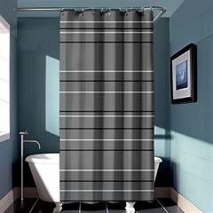 Black Grey White Stripes Shower Curtain 36  X 72  (stall)  by anthromahe