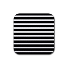 Black & White Stripes Rubber Coaster (square) 