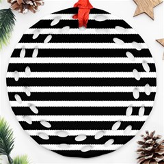 Black & White Stripes Ornament (round Filigree)