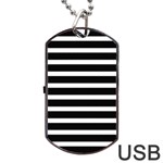 Black & White Stripes Dog Tag USB Flash (One Side) Front