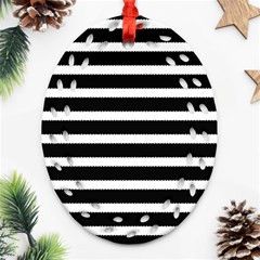 Black & White Stripes Ornament (oval Filigree)