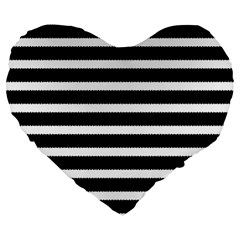 Black & White Stripes Large 19  Premium Heart Shape Cushions