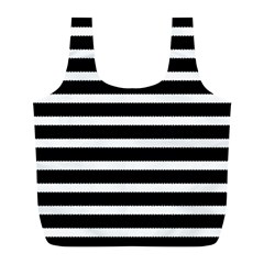 Black & White Stripes Full Print Recycle Bag (l) by anthromahe