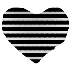 Black & White Stripes Large 19  Premium Flano Heart Shape Cushions