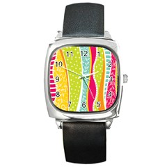 abstract lines Square Metal Watch