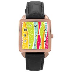 abstract lines Rose Gold Leather Watch 