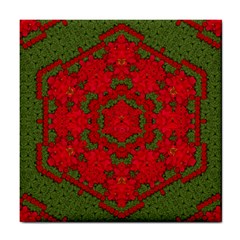 Bloom In Yule  Mandala Season Colors Tile Coaster by pepitasart