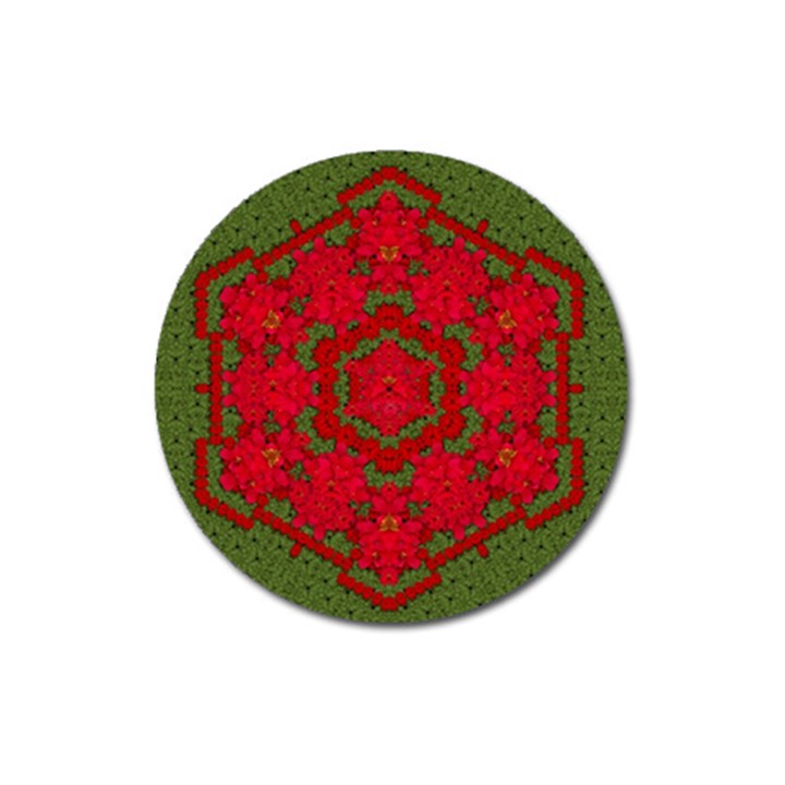 Bloom In Yule  Mandala Season Colors Magnet 3  (Round)