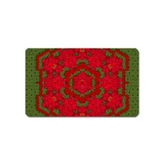 Bloom In Yule  Mandala Season Colors Magnet (name Card) by pepitasart