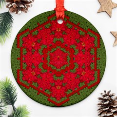 Bloom In Yule  Mandala Season Colors Round Ornament (two Sides) by pepitasart