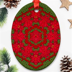 Bloom In Yule  Mandala Season Colors Oval Ornament (two Sides) by pepitasart