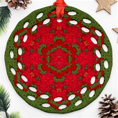 Bloom In Yule  Mandala Season Colors Ornament (round Filigree) by pepitasart