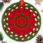 Bloom In Yule  Mandala Season Colors Round Filigree Ornament (Two Sides) Front