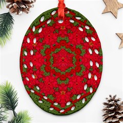 Bloom In Yule  Mandala Season Colors Ornament (oval Filigree) by pepitasart