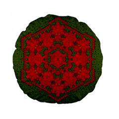 Bloom In Yule  Mandala Season Colors Standard 15  Premium Flano Round Cushions by pepitasart