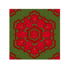 Bloom In Yule  Mandala Season Colors Small Satin Scarf (square) by pepitasart