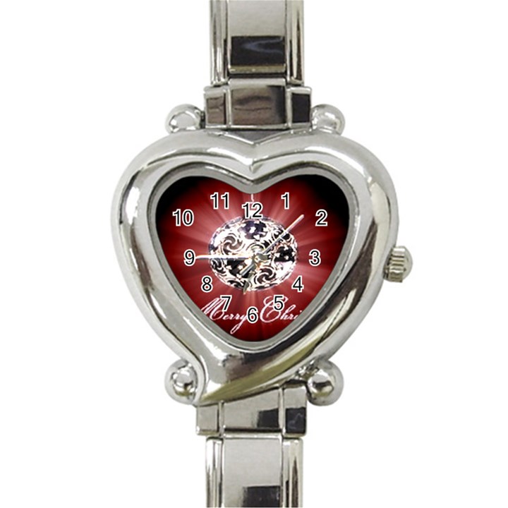 Merry Christmas Ornamental Heart Italian Charm Watch