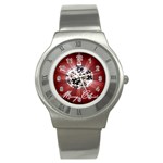 Merry Christmas Ornamental Stainless Steel Watch Front