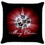 Merry Christmas Ornamental Throw Pillow Case (Black) Front